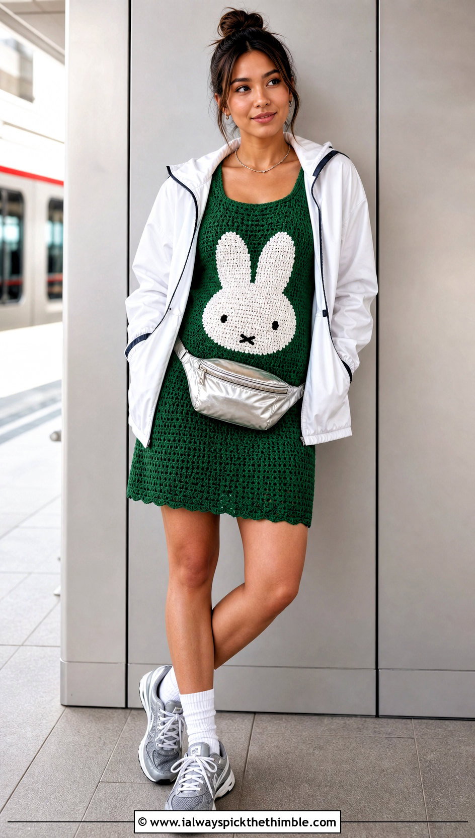Miffy Crochet Tank Dress With Track Jacket - 20 Miffy Crochet Dress outfit ideas