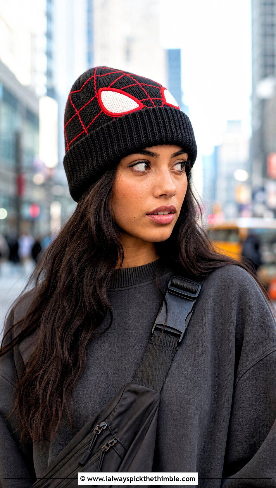 Miles Morales Cuffed Crochet Spider Man Beanie With Cargo Pants - 25 crochet spider man beanie outfit ideas