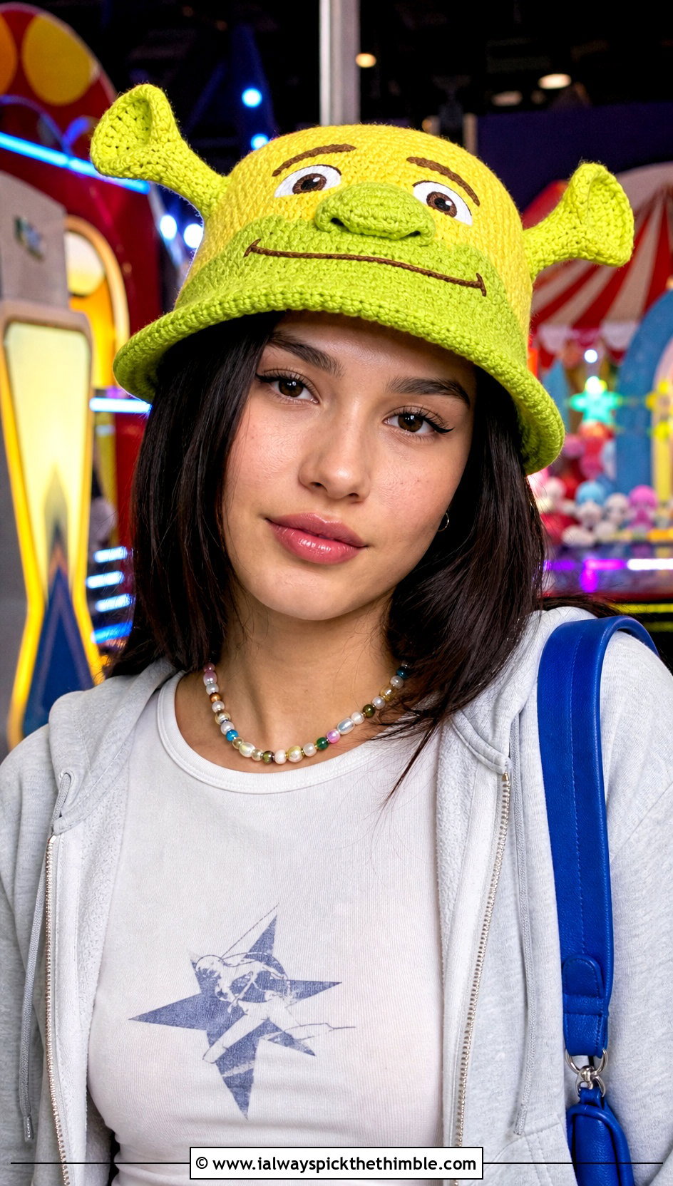Mini Brim Crochet Shrek Bucket Hat With Baggy Jeans - 15 Crochet Shrek Bucket Hat outfit ideas