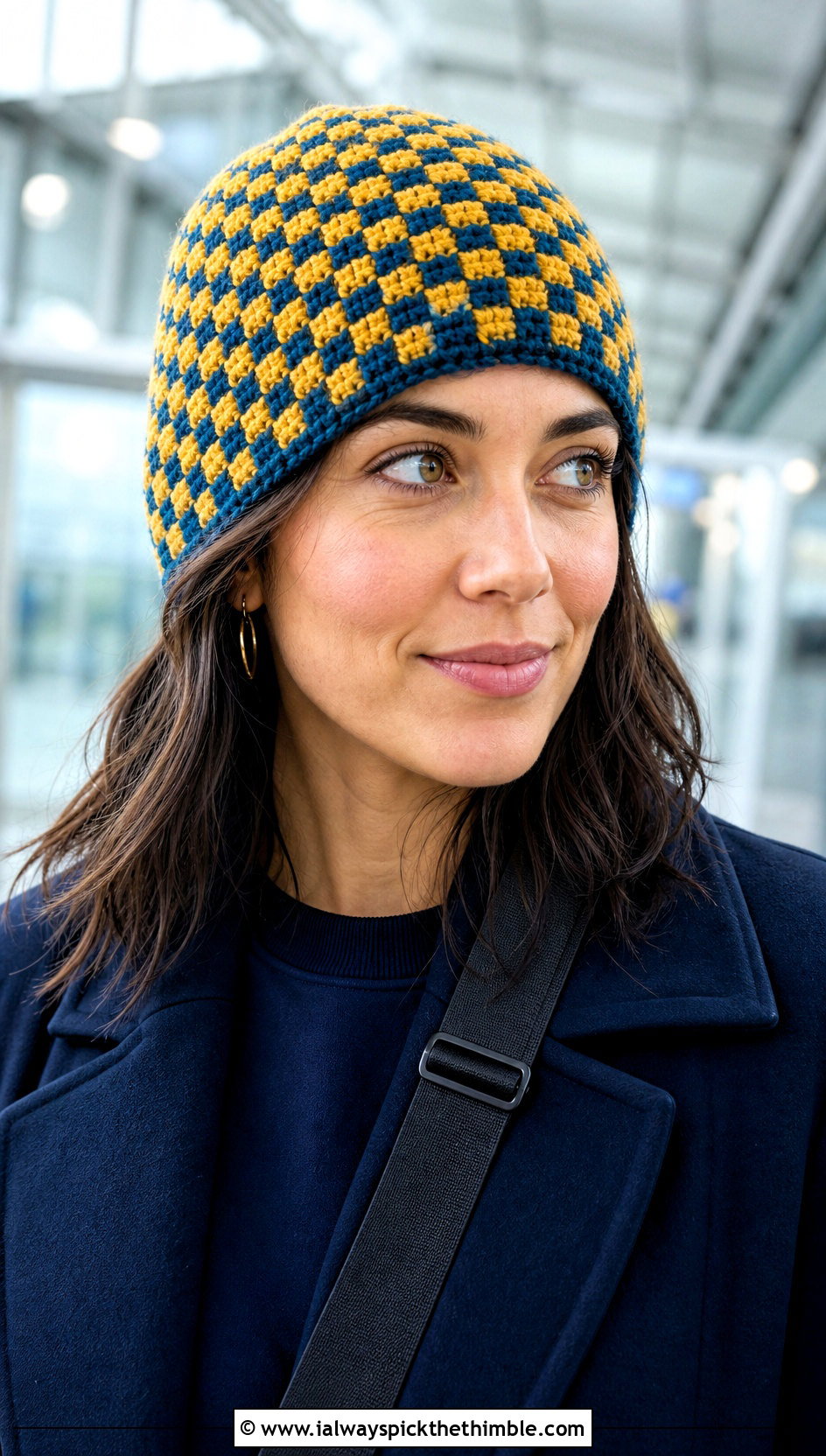 Mini Check Beanie With Matching Sweatsuit - 25 crochet checkered beanie outfit ideas