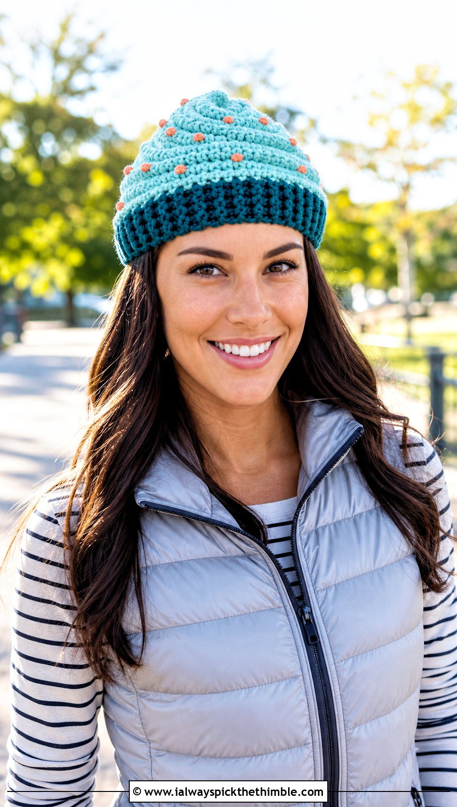 Mini Crochet Cupcake Beanie With Puffer Vest And Cargo Pants - 20 crochet cupcake hat outfit ideas