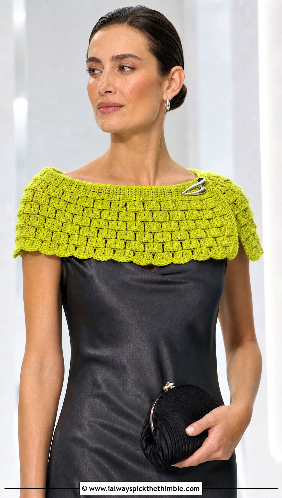 Mini Crocodile Stitch Crochet Shoulderette With Slip Dress - 15 crocodile stitch crochet shawl outfit ideas