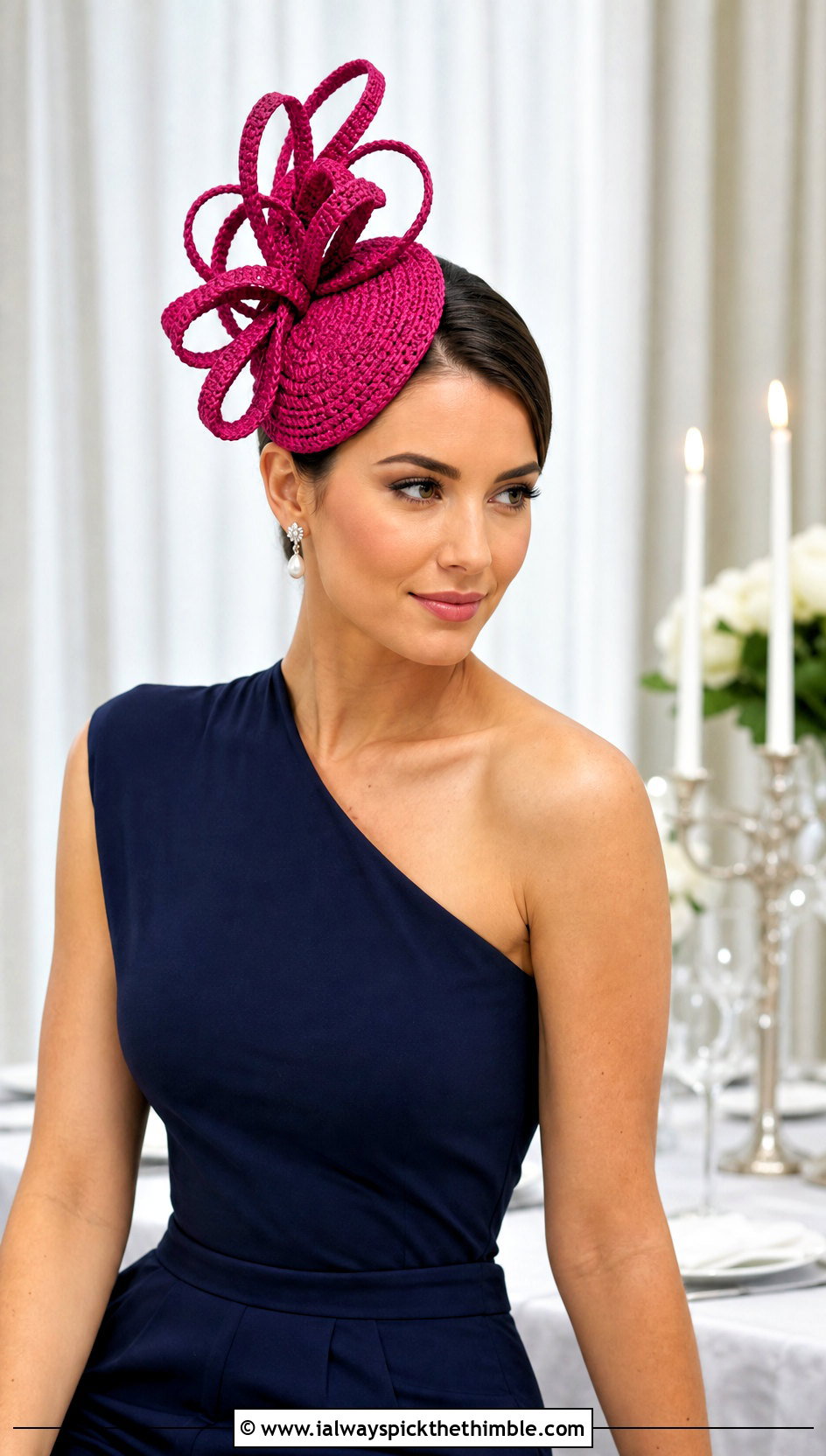 Mini Fascinator Crochet Birthday Hat With Evening Jumpsuit - 20 crochet birthday hat outfit ideas