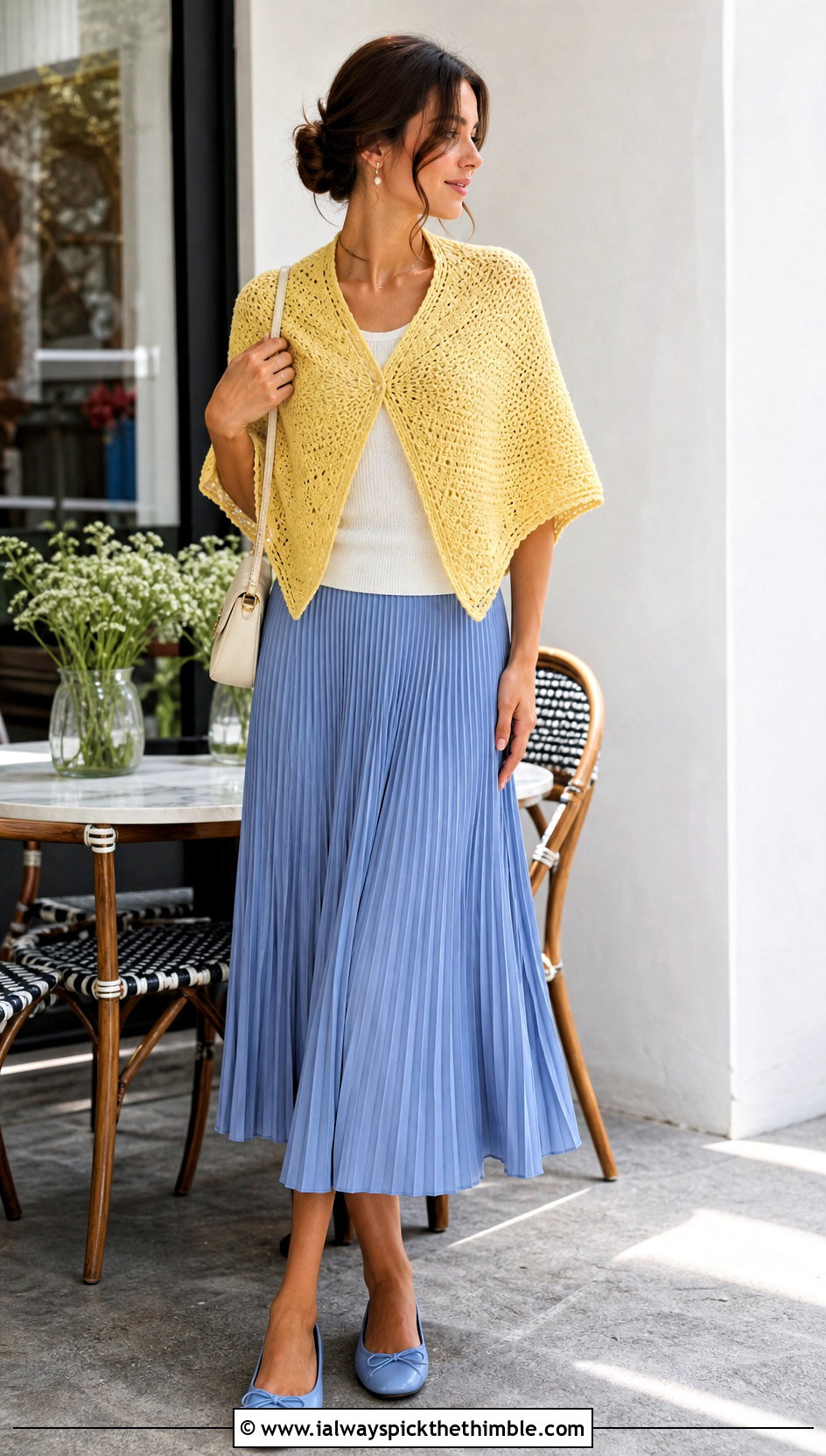 Mini Hexagon Shoulder Shawl With Pleated Skirt - 20 Crochet Hexagon Shawl outfit ideas