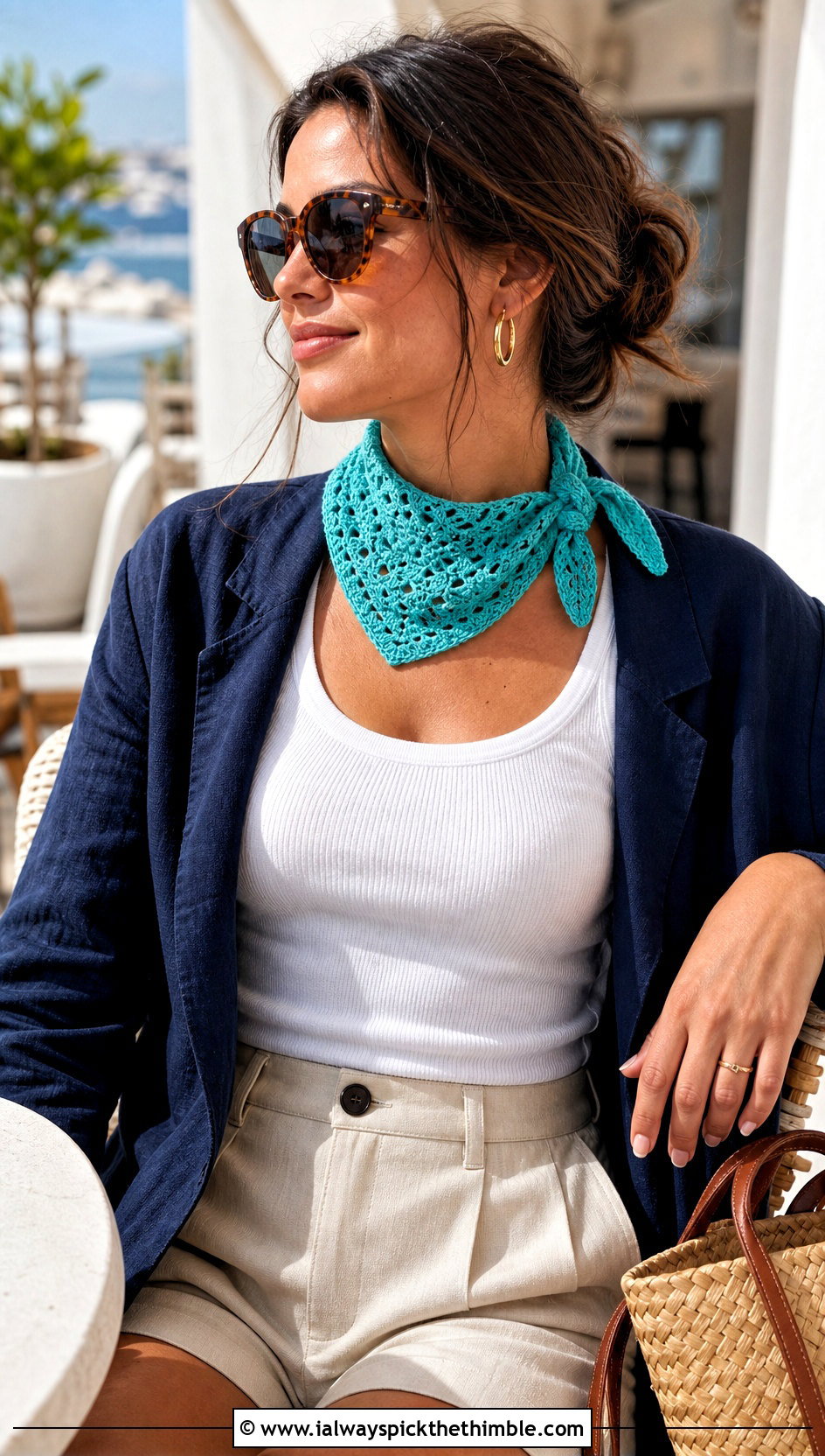 Mini Natsu Neckerchief With Blazer And Shorts - 15 Crochet Natsu Scarf outfit ideas