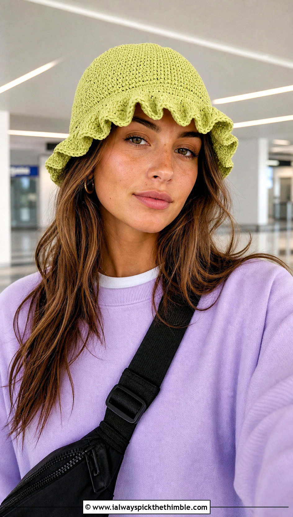 Mini Ruffle Crochet Bucket Hat With Matching Sweat Set - 25 crochet ruffle bucket hat outfit ideas