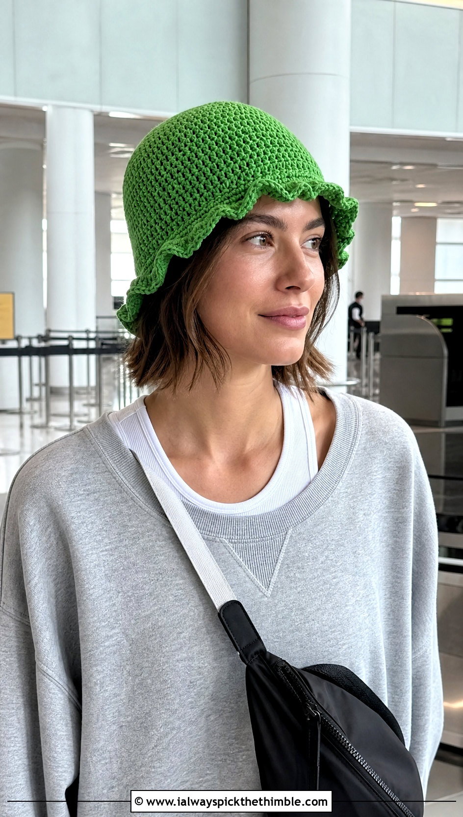 Mini Ruffle Crochet Bucket Hat With Sweat Set - 25 ruffled crochet hat outfit ideas