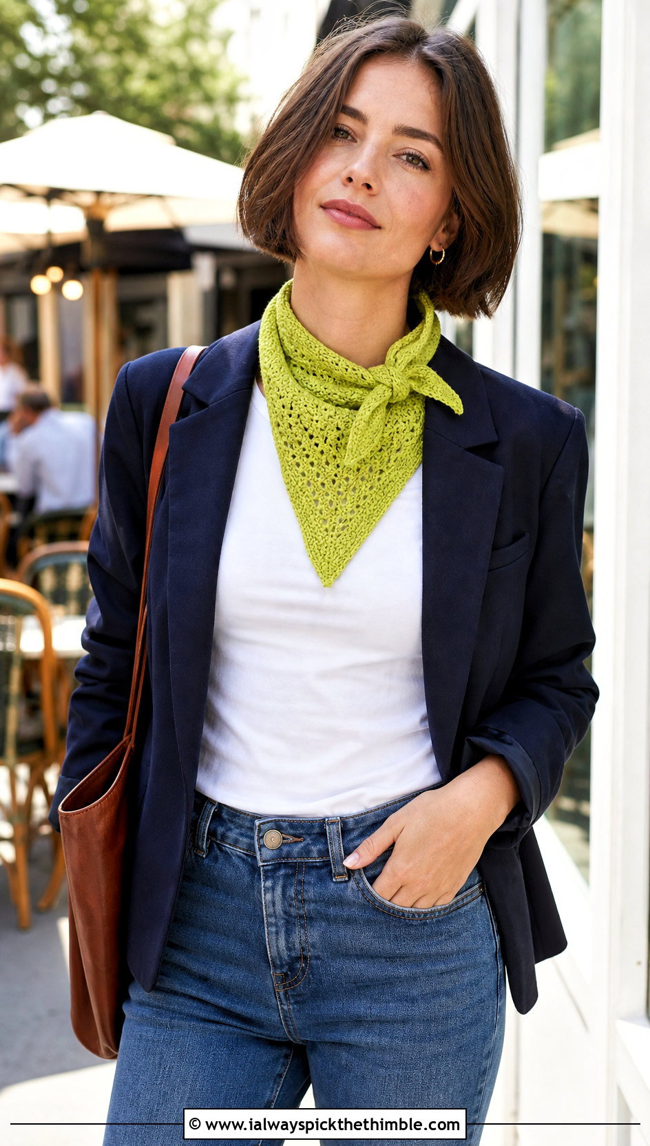 Mini Triangle Crochet Shawl With Blazer - 25 triangle crochet shawl outfit ideas