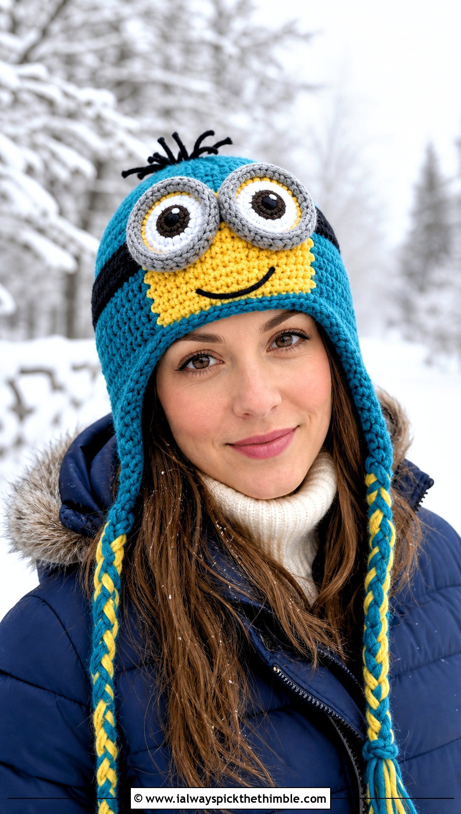 Minion Earflap Crochet Beanie With Puffer Coat - 20 minion crochet beanie outfit ideas