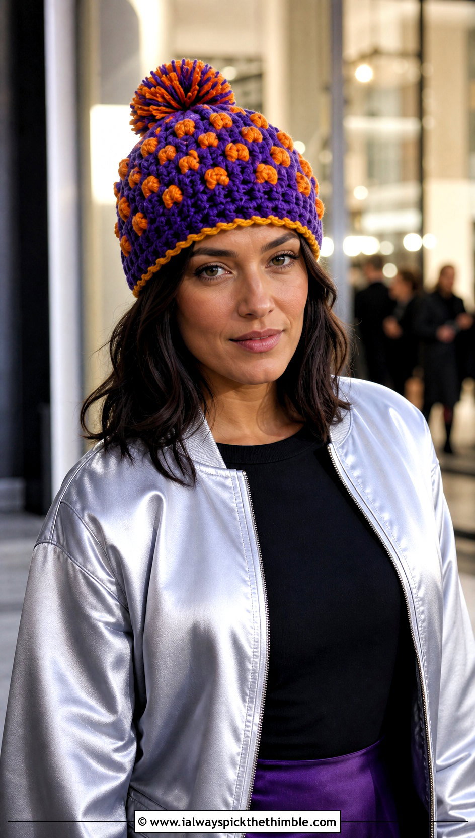 Minnesota Vikings Bobble Stitch Beanie With Satin Bomber And Slip Skirt - 20 crochet minnesota vikings hat outfit ideas