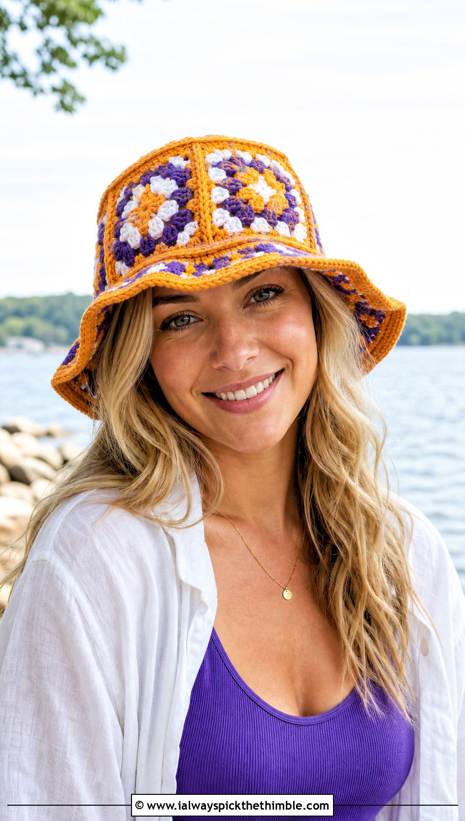 Minnesota Vikings Granny Square Bucket Hat With Linen Set - 20 crochet minnesota vikings hat outfit ideas