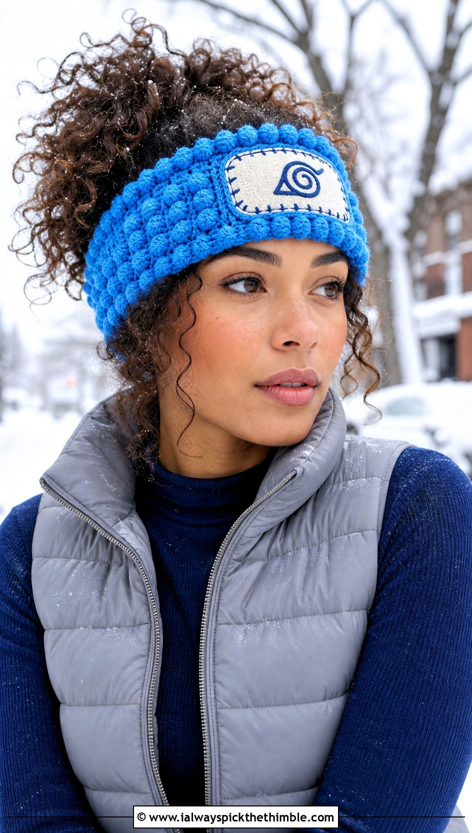 Mist Village Bobble Stitch Crochet Naruto Headband With Puffer Vest - 20 crochet naruto headband outfit ideas