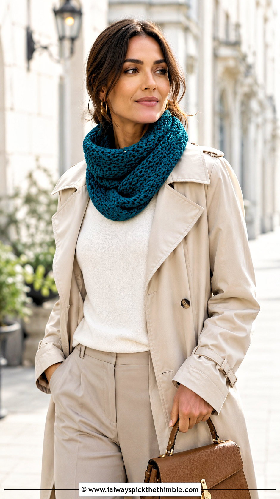Mobius 1 Skein Crochet Cowl With Trench Coat - 15 1 Skein Crochet Cowl outfit ideas