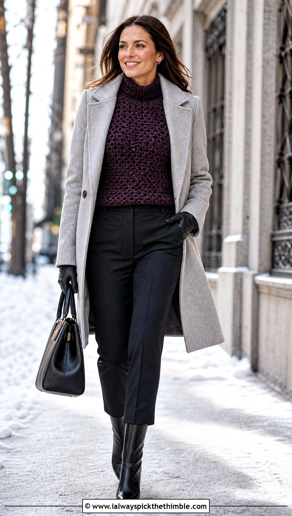 Mock Neck Crochet Boho Sweater With Wool Coat - 20 crochet boho sweater outfit ideas