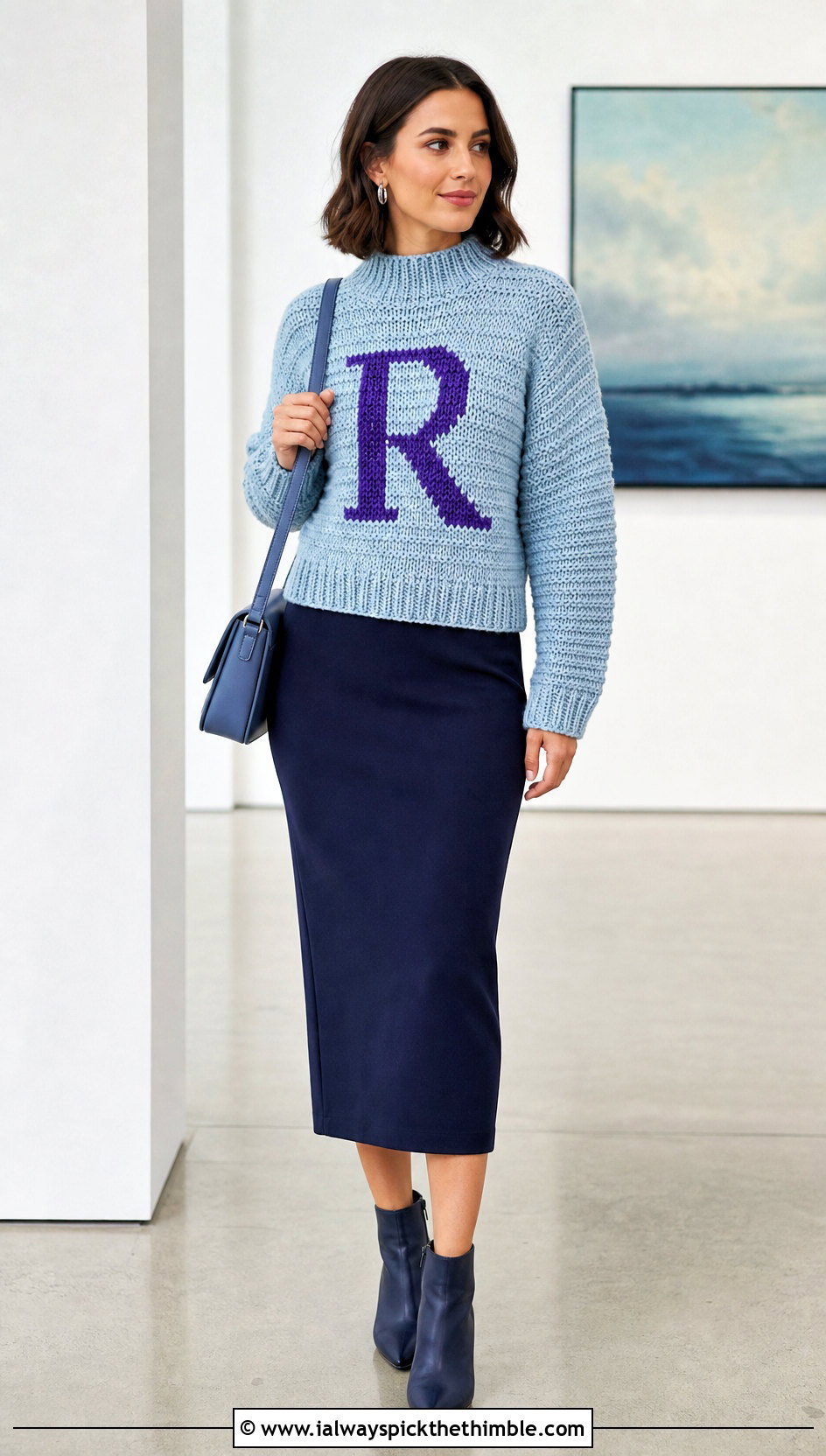 Mock Neck Crochet Ron Weasley Sweater With Column Skirt - 20 Crochet Ron Weasley Sweater outfit ideas