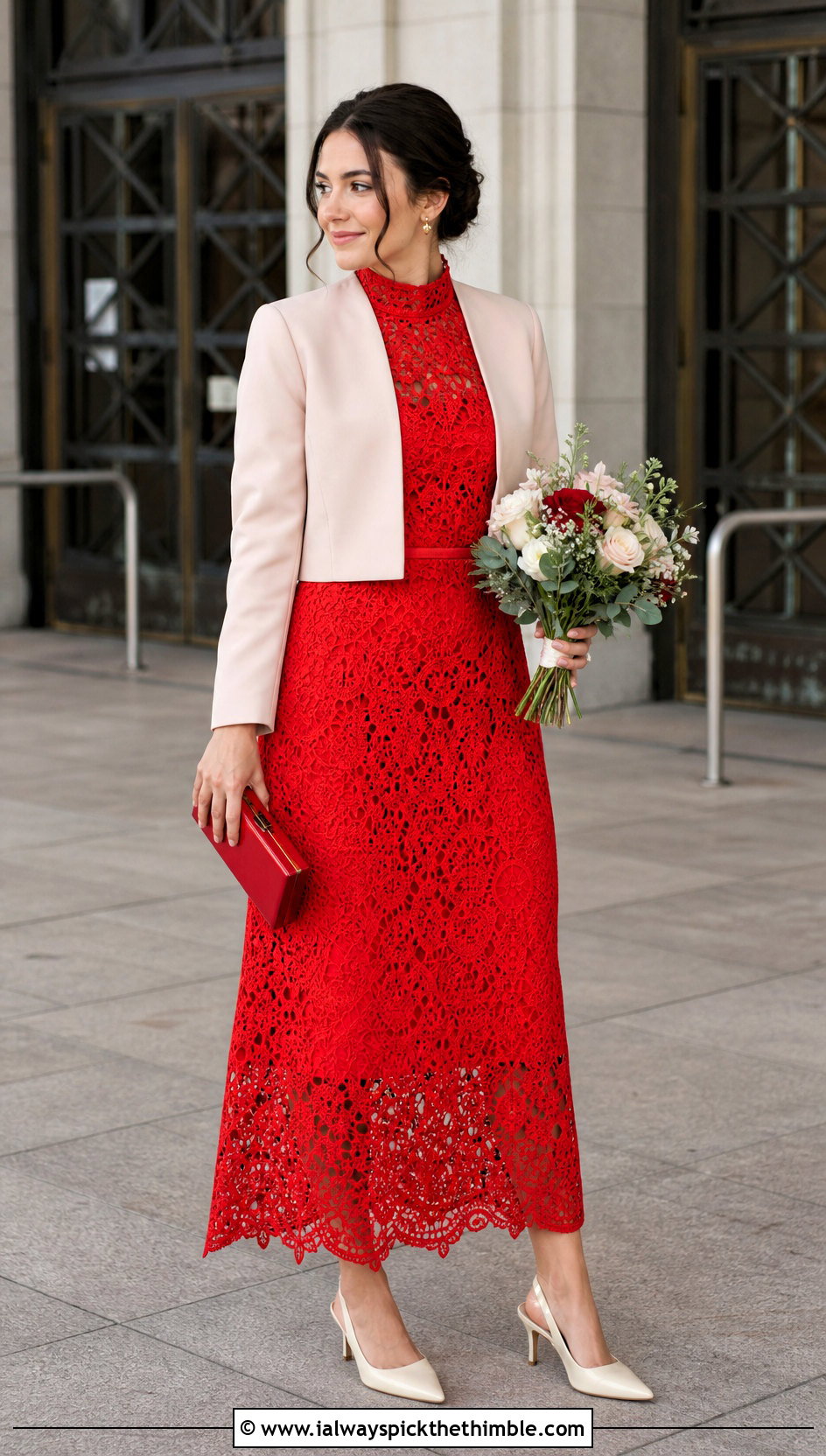 Mock Neck Crochet Wedding Dress With Cropped Jacket - 25 crochet wedding dress outfit ideas