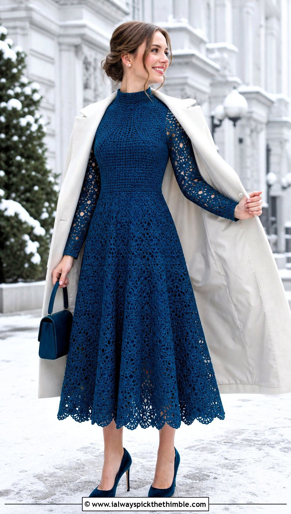 Mock Neck Crochet Winter Wedding Dress - 20 Handmade Crochet Wedding Dress outfit ideas