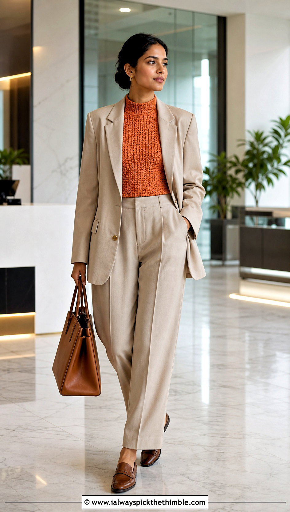 Mock Neck Cropped Crochet Pullover With A Pantsuit - 15 Cropped Crochet Pullover outfit ideas