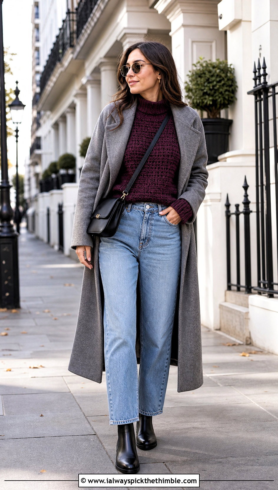 Mock Neck Rectangle Crochet Sweater With Straight Leg Jeans - 15 Rectangle Crochet Sweater outfit ideas