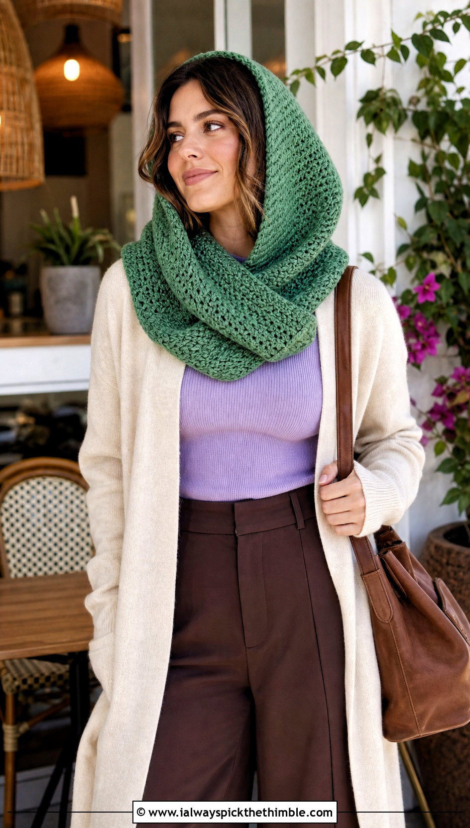 Moebius Crochet Hooded Cowl With Long Cardigan - 25 crochet hooded cowl outfit ideas