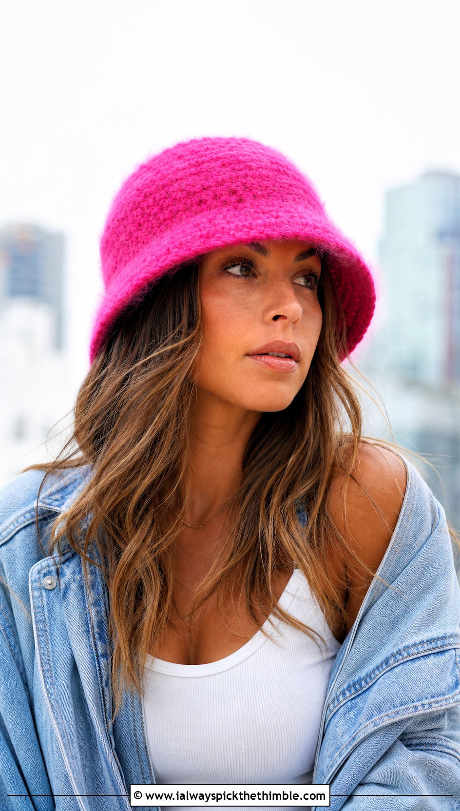 Mohair Crochet Bucket Hat With Denim Jacket And Cargo Pants - 25 Mohair Crochet Hat outfit ideas