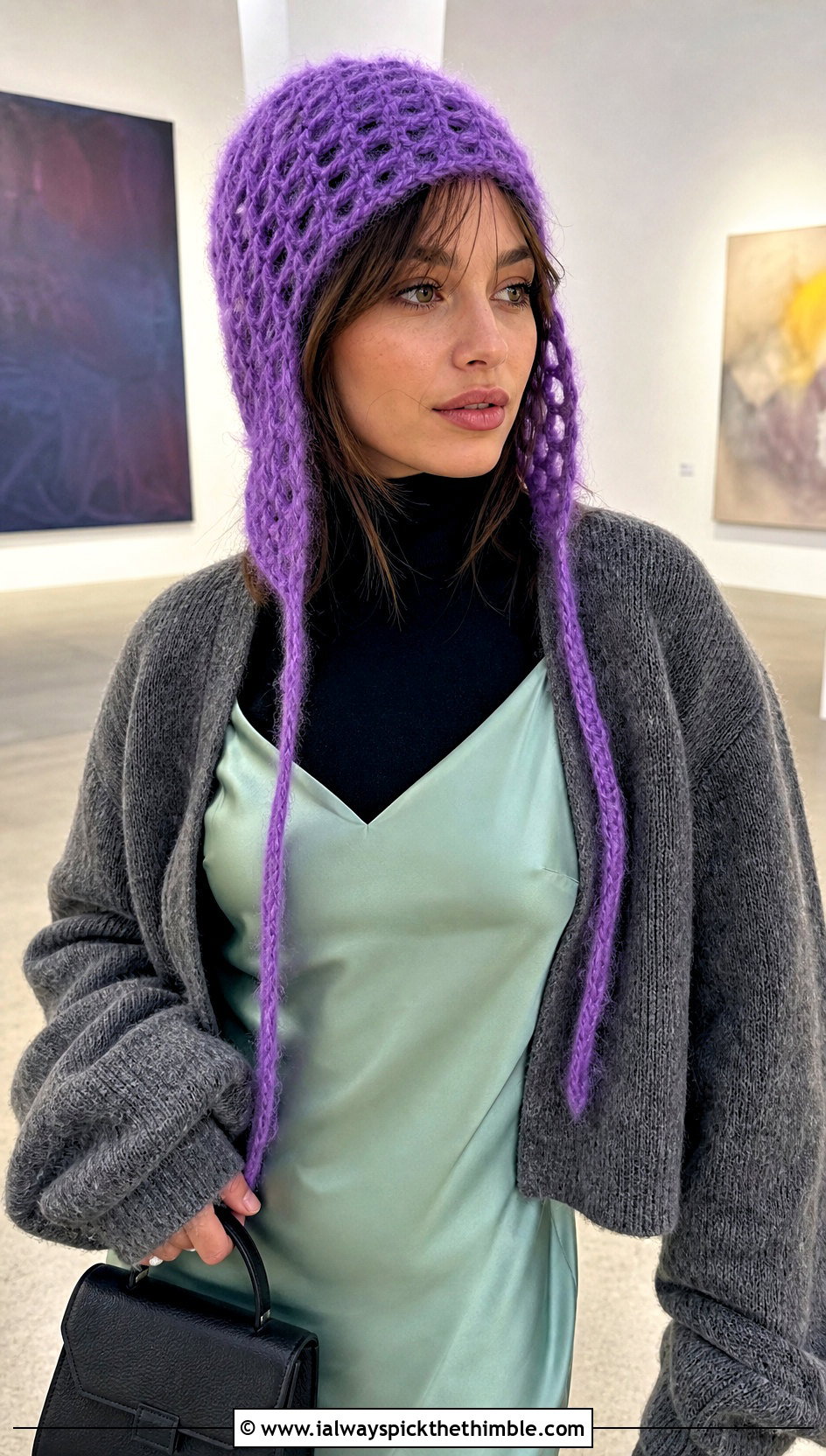 Mohair Crochet Earflap Hat With Slip Dress - 25 crochet earflap hat outfit ideas