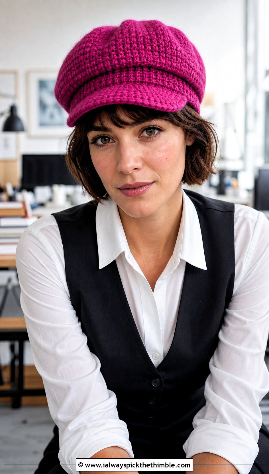 Mohair Crochet Newsboy Cap With Vest And Tailored Trousers - 25 Mohair Crochet Hat outfit ideas