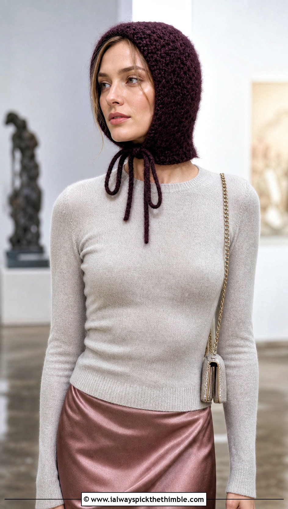 Mohair Look Bonnet Balaclava Beanie With Satin Skirt - 20 crochet balaclava beanie outfit ideas