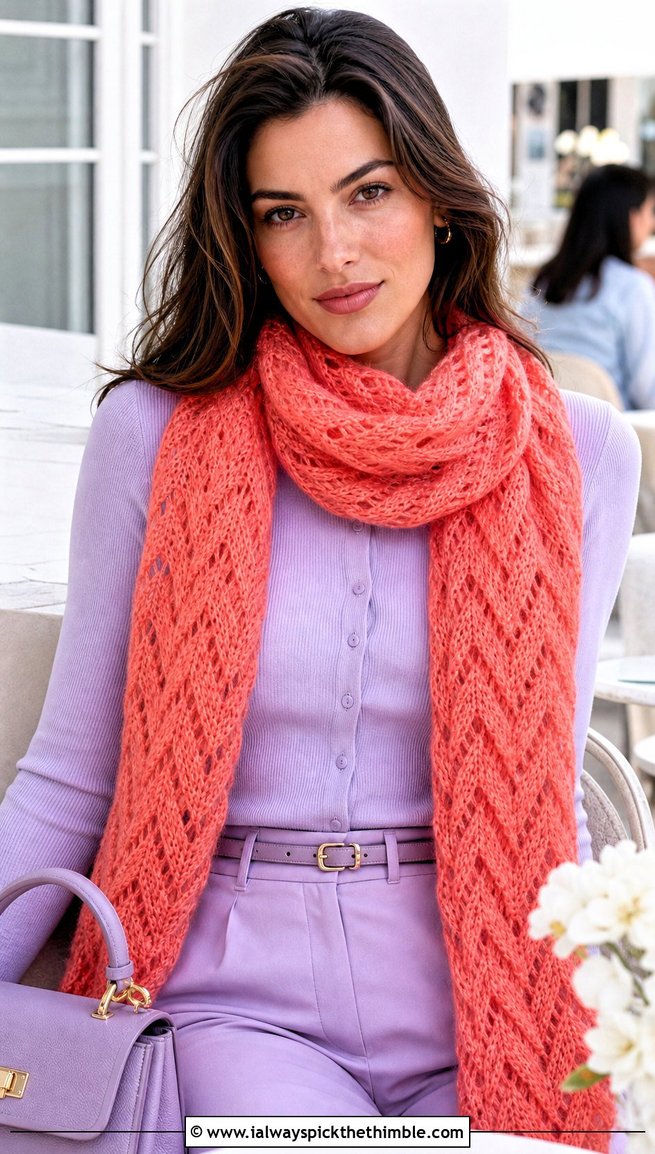 Mohair Ripple Zig Zag Crochet Scarf With Cardigan Set - 20 Zig Zag Crochet Scarf outfit ideas