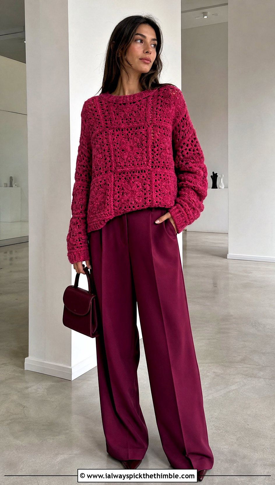 Monochrome Granny Square Jumper With Matching Trousers - 25 granny square jumper outfit ideas
