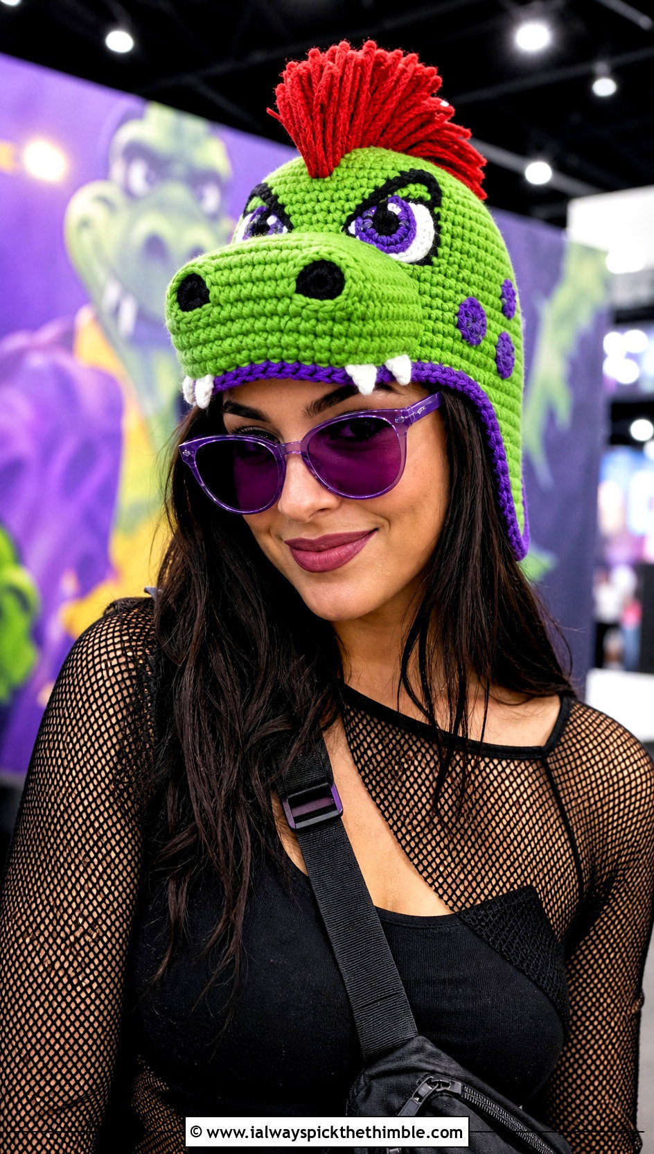 Montgomery Gator Beanie With Mesh Top And Cargo Pants - 20 fnaf crochet hat outfit ideas