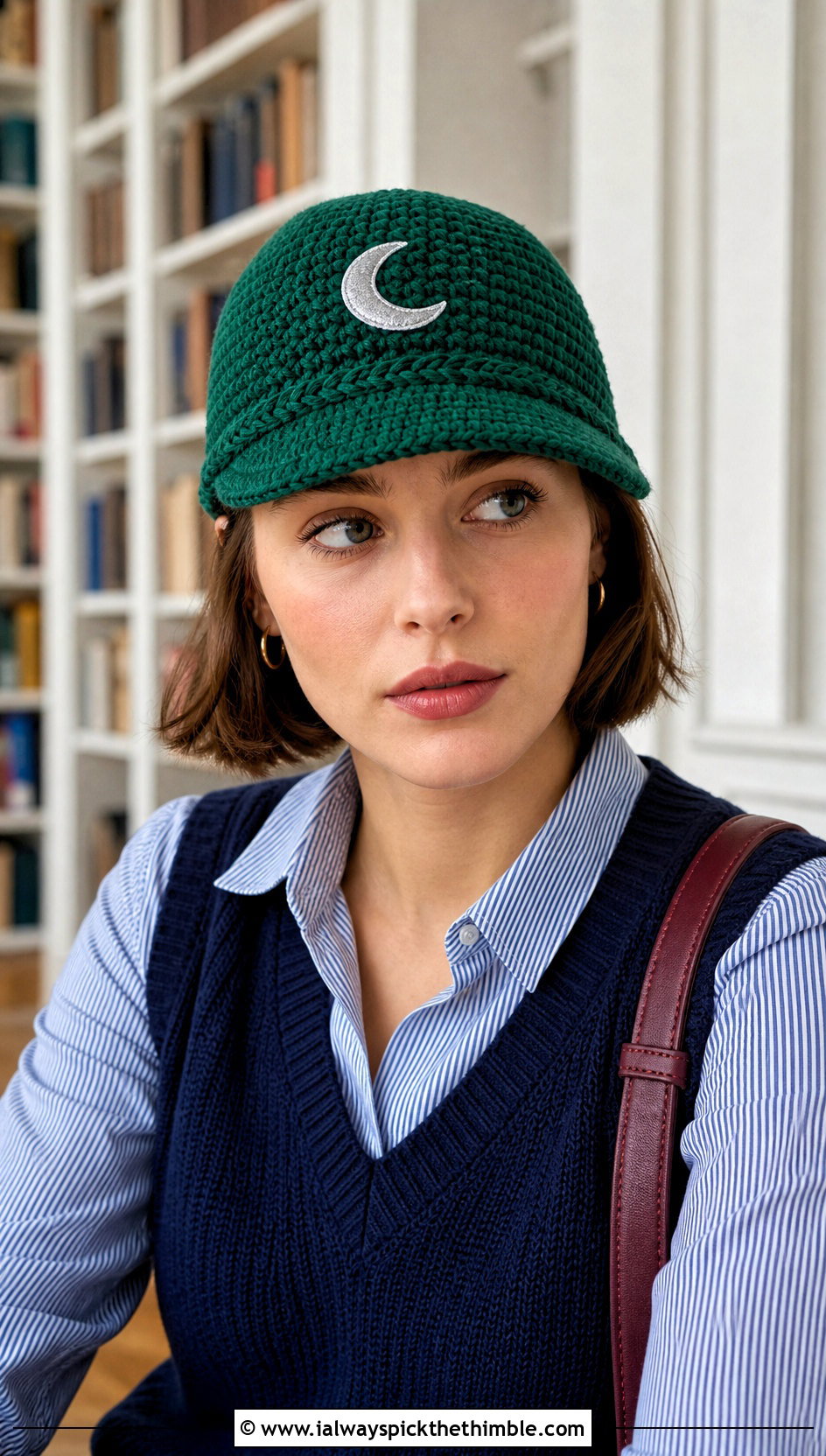 Moon Patch Astronaut Cap With Preppy Outfit - 15 Crochet Astronaut Hat outfit ideas