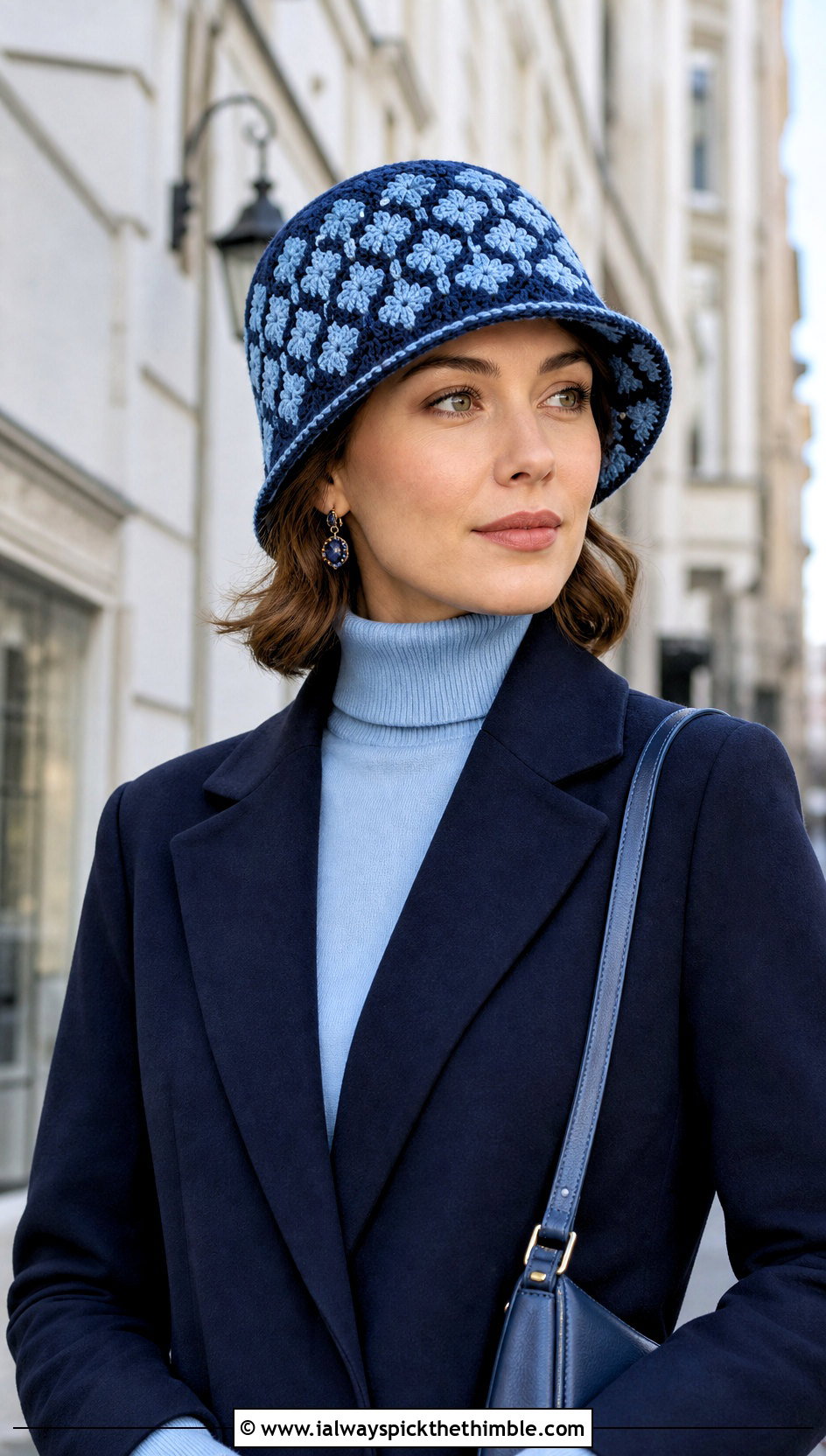 Mosaic Crochet Cloche Hat With Midi Coat - 25 mosaic crochet hat outfit ideas