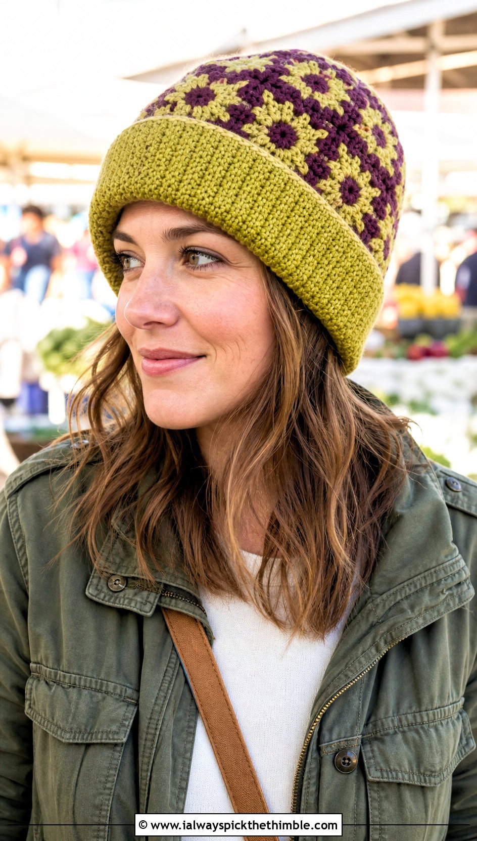 Mosaic Cuffed Crochet Beanie With Utility Jacket And Corduroy Pants - 15 Cuffed Crochet Beanie outfit ideas