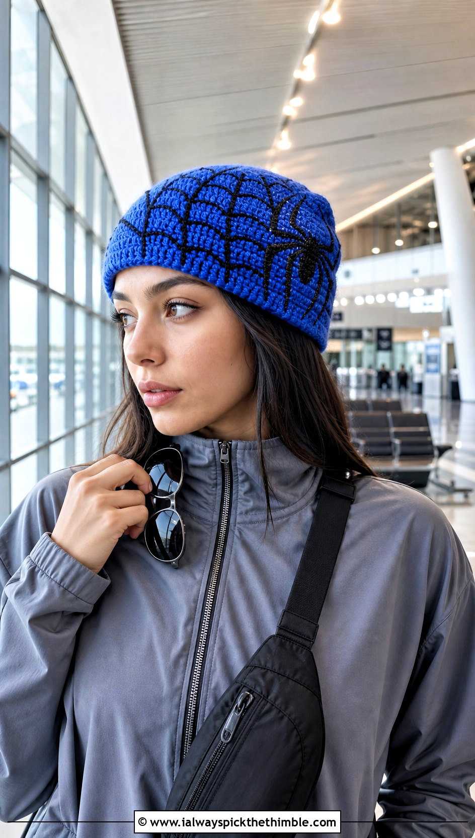 Mosaic Web Crochet Spider Man Beanie With Athleisure Set - 25 crochet spider man beanie outfit ideas
