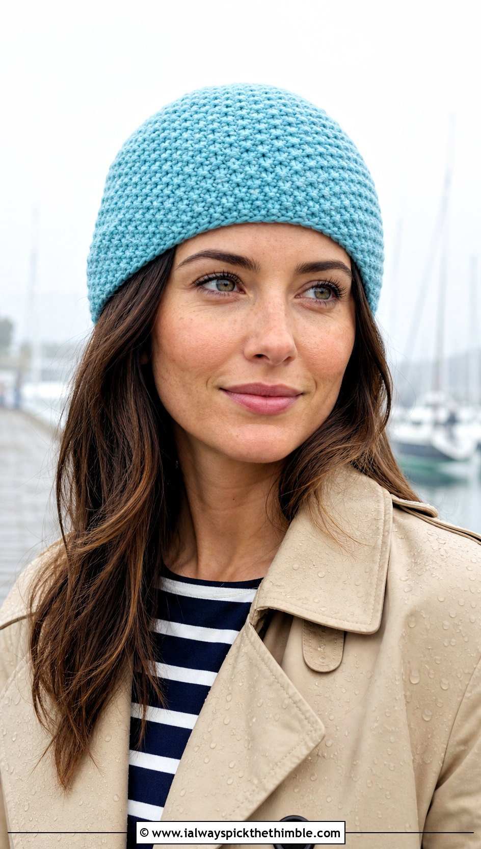 Moss Stitch Crochet Beanie With Trench Coat - 20 lakeside crochet beanie outfit ideas