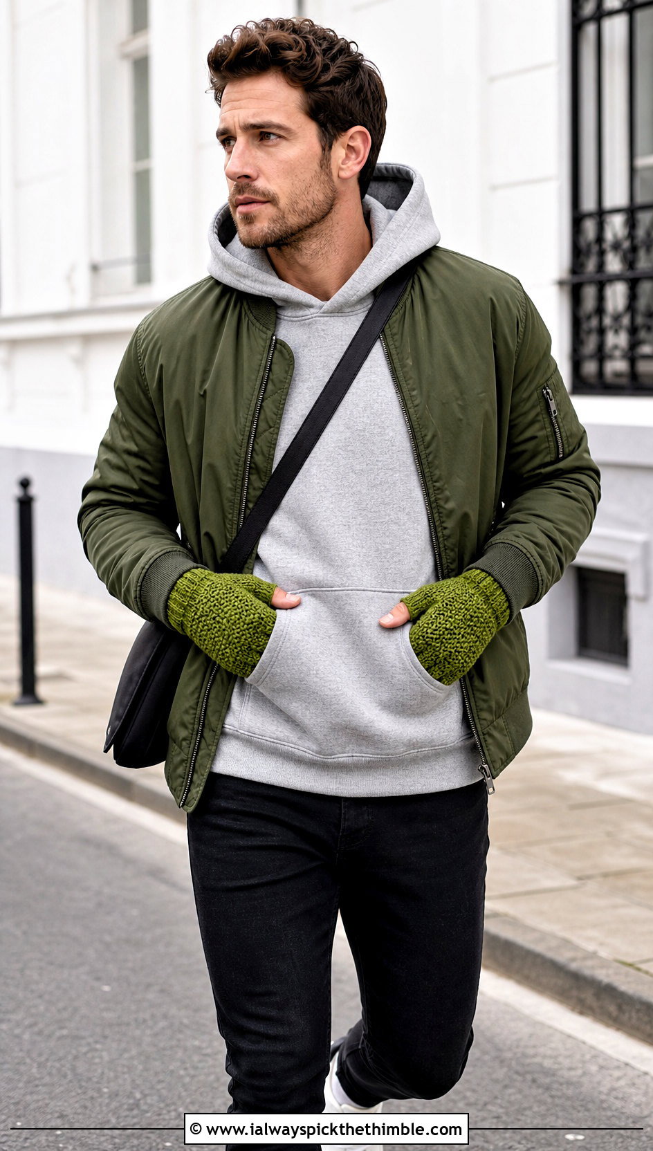 Moss Stitch Crochet Gloves With Hoodie - 25 men crochet gloves outfit ideas