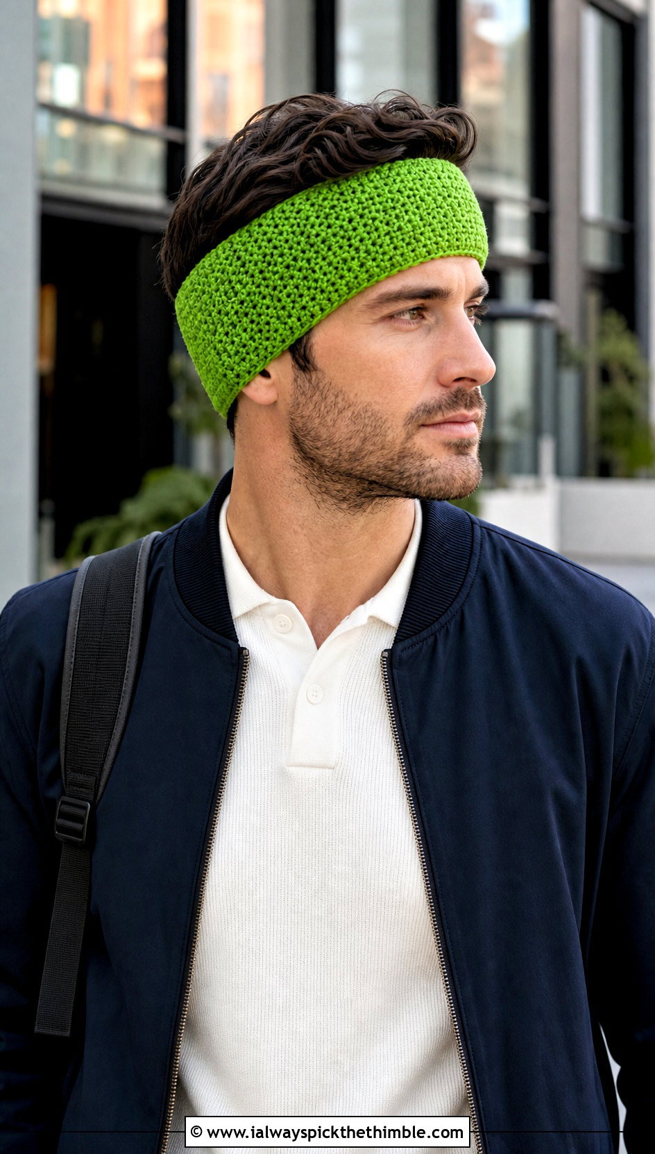 Moss Stitch Crochet Mens Ear Warmer With Bomber Jacket - 20 Crochet Mens Ear Warmer outfit ideas