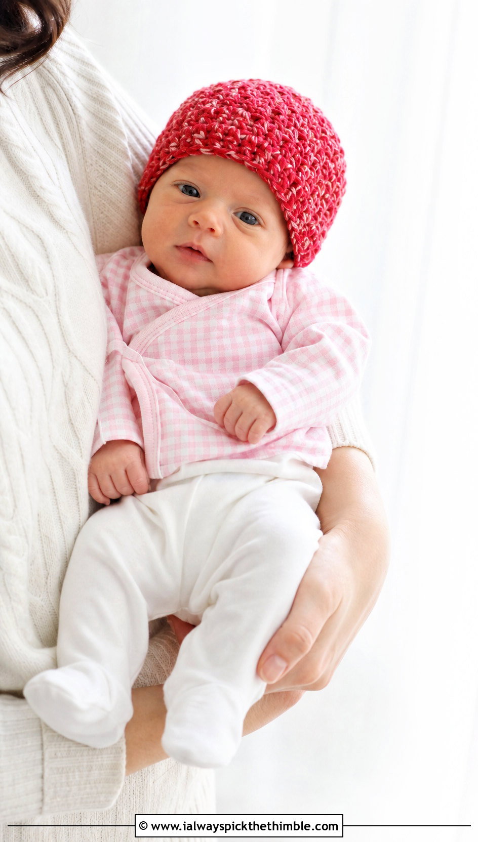 Moss Stitch Crochet Preemie Hat With Gingham Bodysuit - 20 crochet premie hats outfit ideas