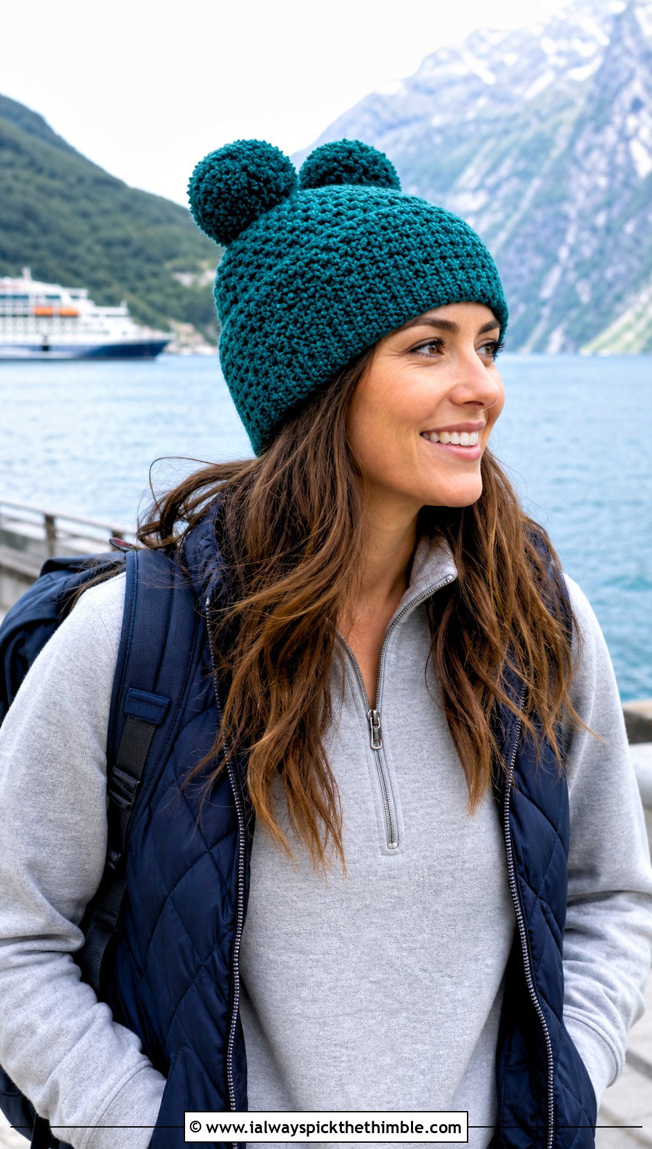 Moss Stitch Double Pompom Crochet Beanie With Athleisure Set - 20 Double Pompom Crochet Hat outfit ideas