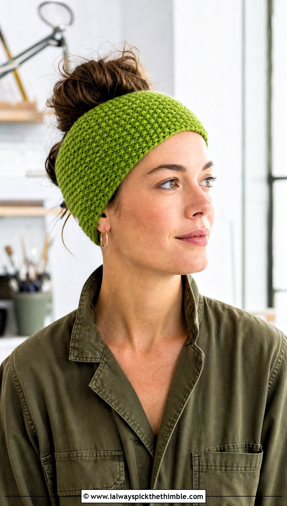 Moss Stitch Knit Headband With Utility Jumpsuit - 15 knit or crochet headbands outfit ideas