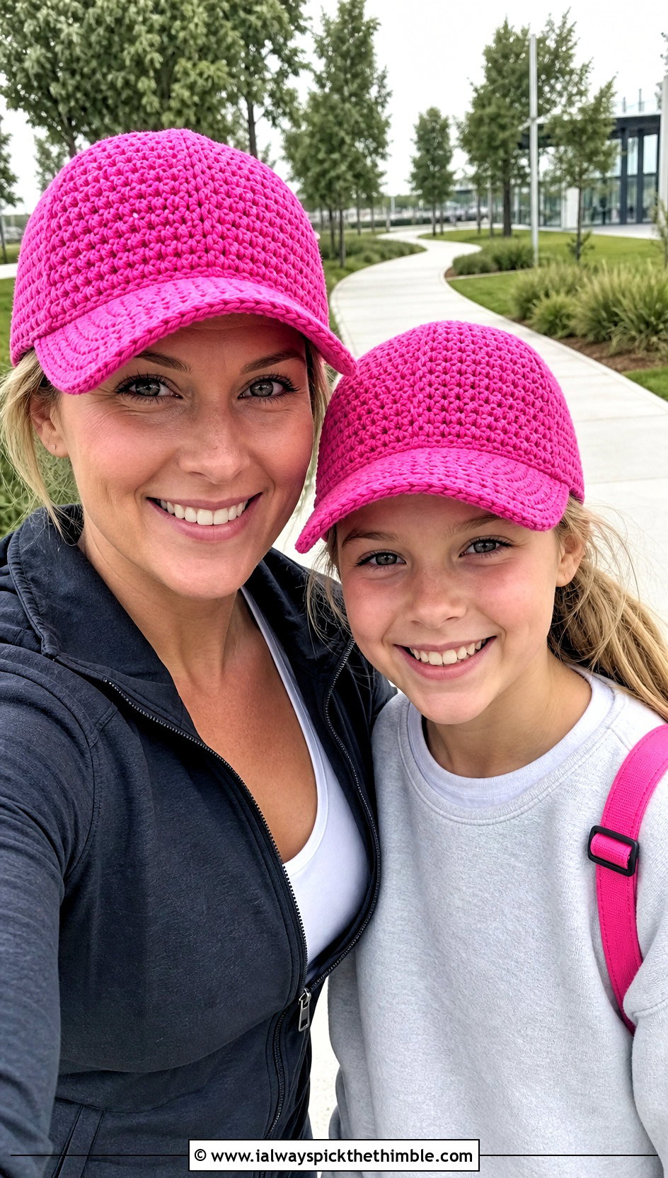 Mother Daughter Crochet Baseball Caps With Athleisure Sets - 20 Mother Daughter Crochet Hats outfit ideas