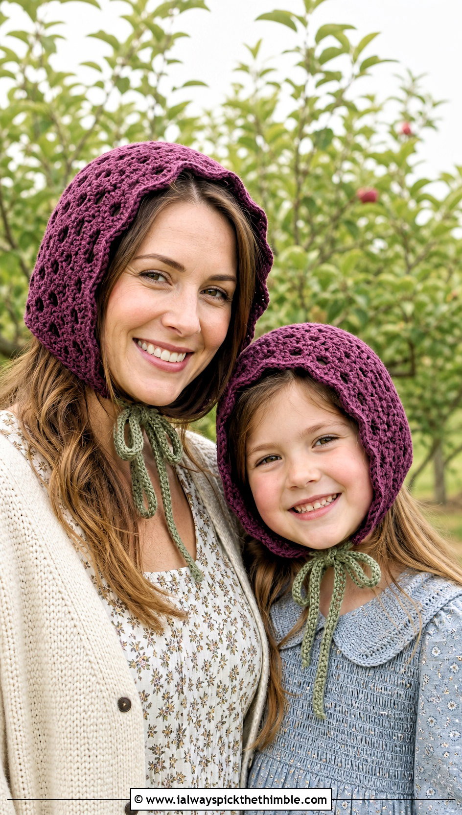 Mother Daughter Crochet Bonnets With Cottagecore Dresses - 20 Mother Daughter Crochet Hats outfit ideas