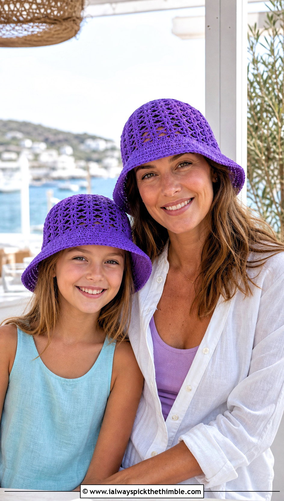 Mother Daughter Mesh Crochet Bucket Hats With Linen Sets - 20 Mother Daughter Crochet Hats outfit ideas