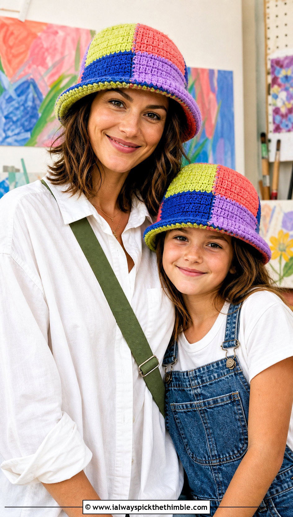 Mother Daughter Patchwork Crochet Hats With Creative Casual Outfits - 20 Mother Daughter Crochet Hats outfit ideas