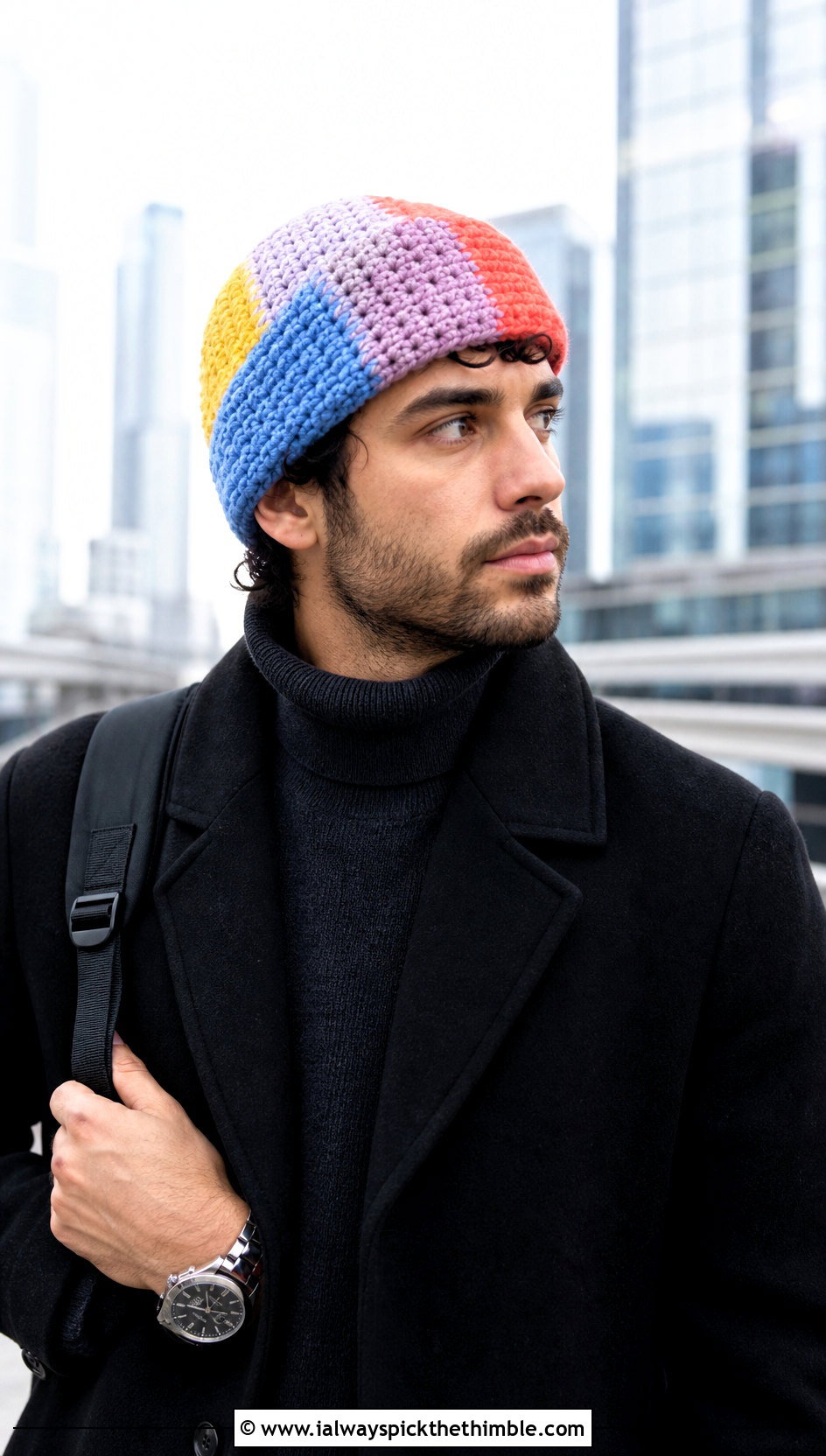 Multicolor Brawny Beanie With Monochrome Outfit - 15 brawny beanie men's crochet hat outfit ideas