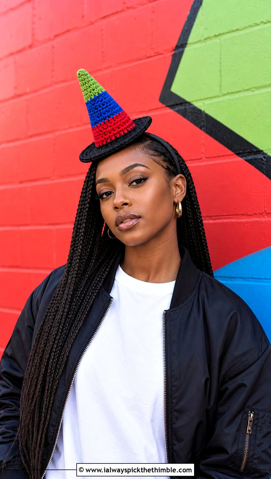 Multicolor Crochet Mini Witch Hat Headband With Streetwear - 20 Crochet Mini Witch Hat outfit ideas