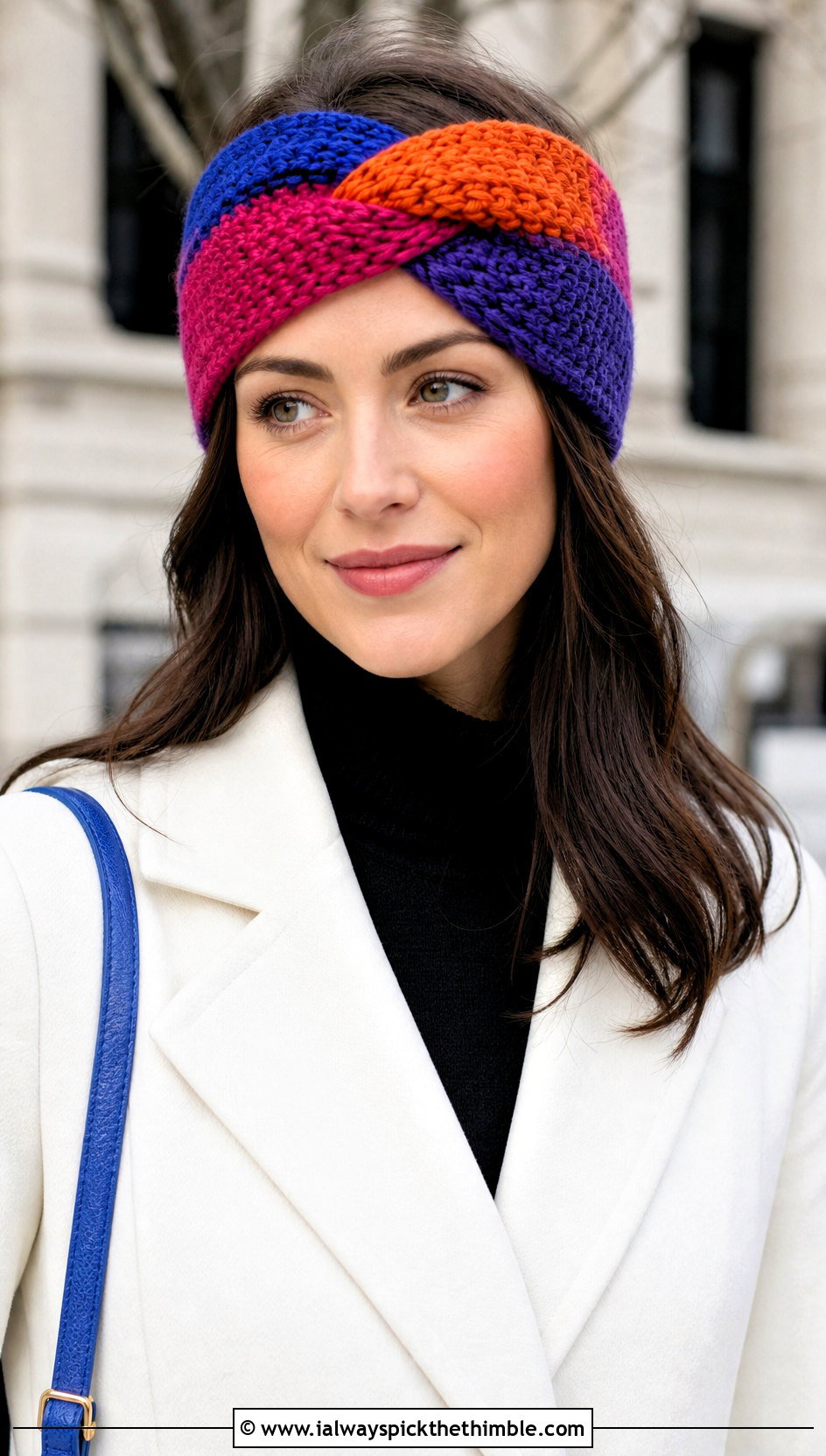 Multicolor Twisted Ravencraft Crochet Earwarmer With White Coat - 15 ravencraft crochet earwarmer outfit ideas