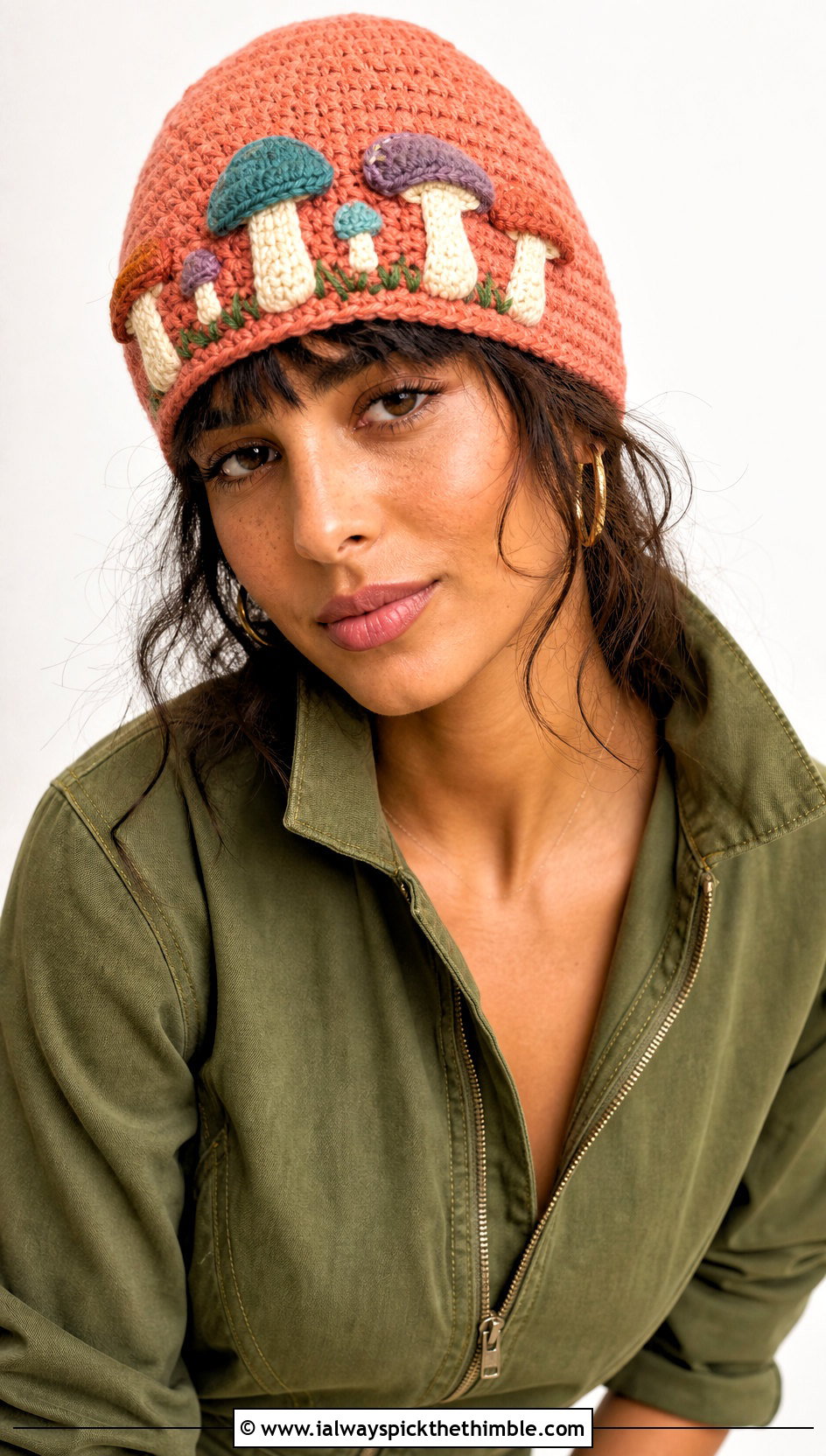 Mushroom Applique Crochet Cap With Utility Jumpsuit - 20 Mushroom Crochet Cap outfit ideas