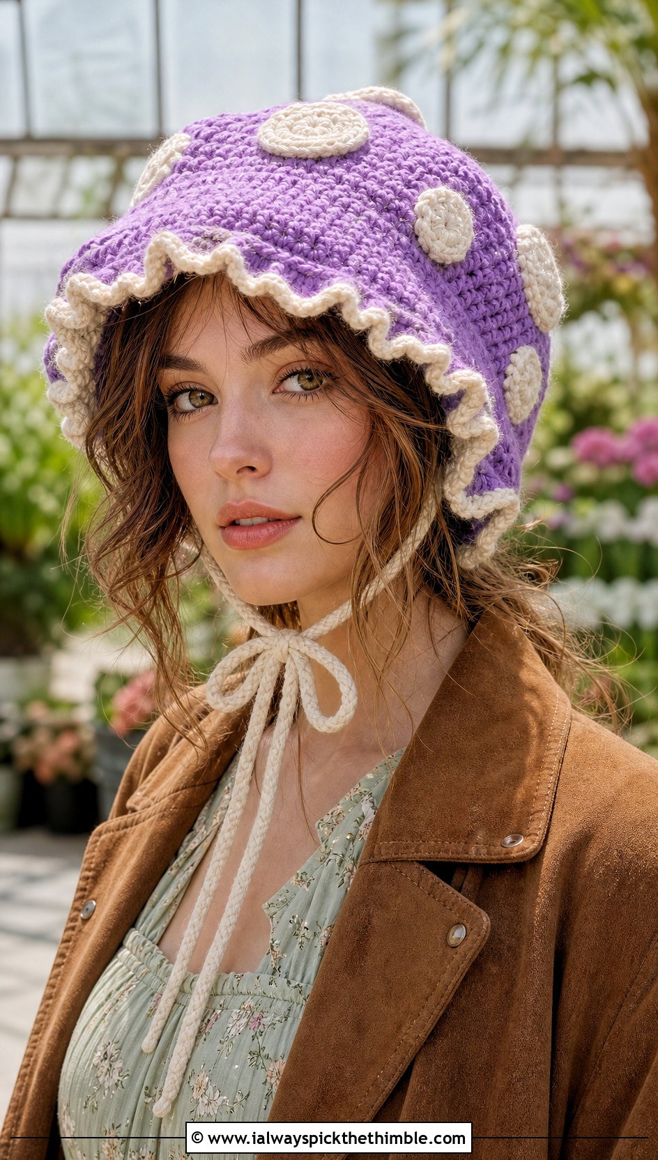 Mushroom Crochet Bonnet With Prairie Dress - 25 crochet mushroom hat outfit ideas